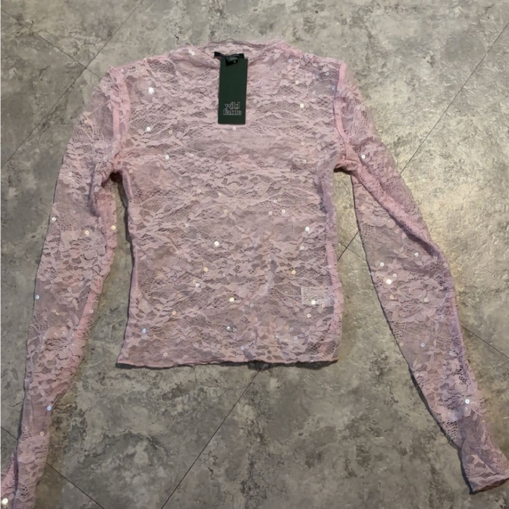Wild Fable Pink Lace Sequin Blouse